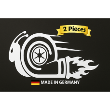 Turbo Schnecke Aufkleber – 2er Set – Auto Tuning Sticker – Made in Germany (Weiß)