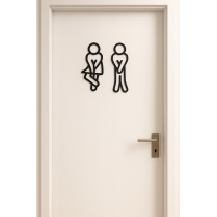 Tafeln für die Toilette „WC“ aus Holz • Figuren Mann und Frau • Dekor für die Tür des Badezimmers • Naturholz Made in Germany