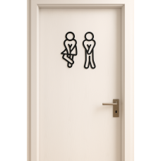 Tafeln für die Toilette „WC“ aus Holz • Figuren Mann und Frau • Dekor für die Tür des Badezimmers • Naturholz Made in Germany