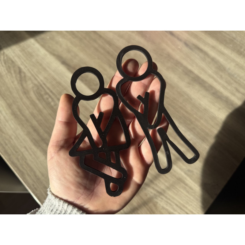 Tafeln für die Toilette „WC“ aus Holz • Figuren Mann und Frau • Dekor für die Tür des Badezimmers • Naturholz Made in Germany