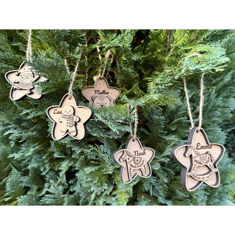 5 Stück. Personalisierte Weihnachtsanhänger mit Namen - einzigartige Geschenke für die Feiertage