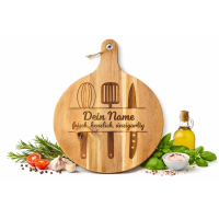 Personalisierte Holz-Küchenplatte mit Gravur | Namensgeschenk | Handgemacht | Umweltfreundliches Holz