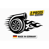 Turbo Schnecke Aufkleber 2er Set Schwarz – Lustige Auto Tuning Sticker fürs Auto – Wetterfeste Aufkleber Made in Germany