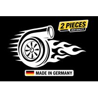 Turbo Schnecke Aufkleber 2er Set Weiß – Lustige Auto Tuning Sticker für Frontscheibe & Karosserie – Witterungsbeständige Autoaufkleber – Made in Germany
