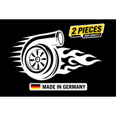 Turbo Schnecke Aufkleber 2er Set Weiß – Lustige Auto Tuning Sticker für Frontscheibe & Karosserie – Witterungsbeständige Autoaufkleber – Made in Germany
