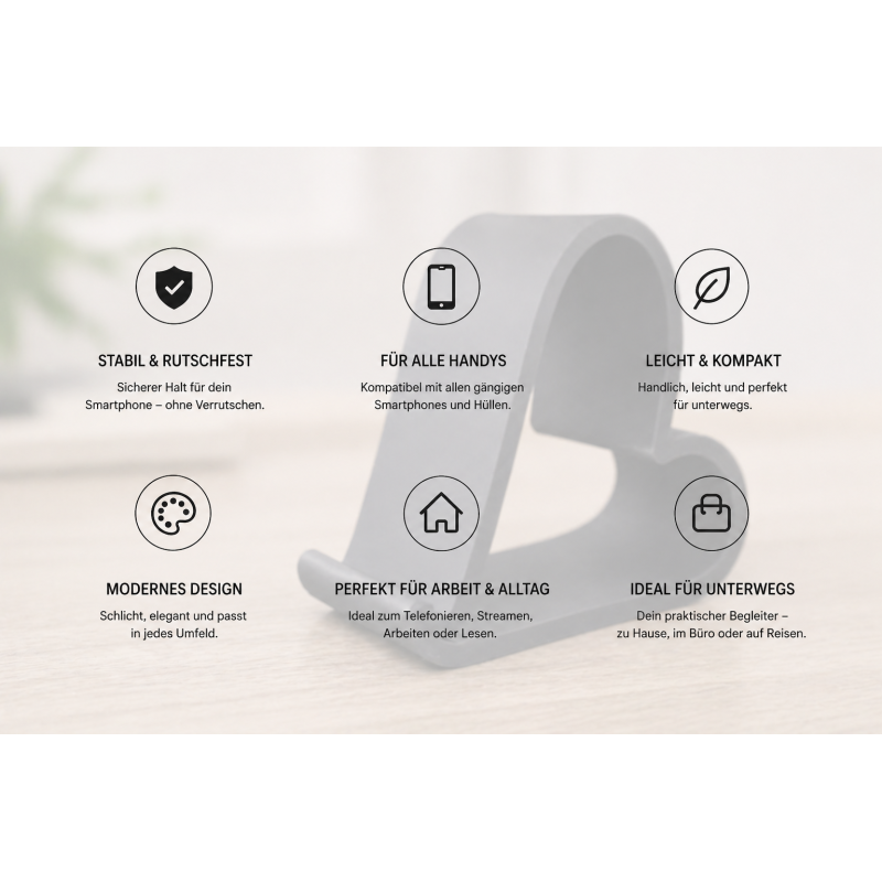 Herzförmiger Handyhalter – Stabiler Smartphone-Ständer für Tisch, Büro & Alltag – Rutschfest, Kompakt & Universell für iPhone & Android
