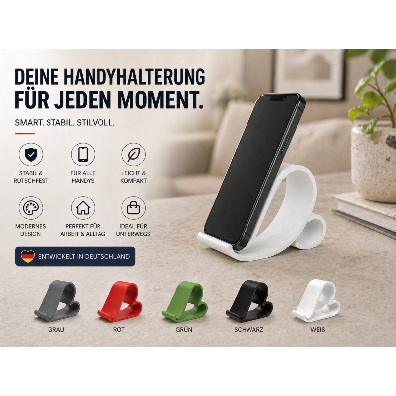 Herzförmiger Handyhalter – Stabiler Smartphone-Ständer für Tisch, Büro & Alltag – Rutschfest, Kompakt & Universell für iPhone & Android
