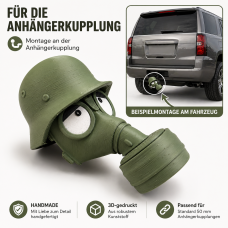 AnhängerKupplung Schutzkappe Gasmaske Helm 3D-gedruckt – lustige Anhängerkupplungsabdeckung für Auto & SUV, robustes Zubehör in Grün