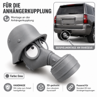 AnhängerKupplung Schutzkappe Gasmaske Helm 3D-gedruckt – lustige Abdeckung für Anhängerkupplung (Grau)