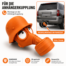 AnhängerKupplung Schutzkappe Gasmaske Helm 3D-gedruckt – lustige Anhängerkupplungsabdeckung in Orange für Auto & SUV