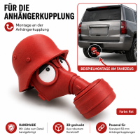AnhängerKupplung Schutzkappe Gasmaske Helm 3D-gedruckt – lustige Abdeckung für Anhängerkupplung (Rot)