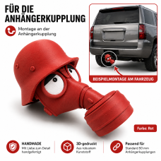 AnhängerKupplung Schutzkappe Gasmaske Helm 3D-gedruckt – lustige Abdeckung für Anhängerkupplung (Rot)