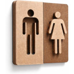 3D WC Schild Nussbaum Dunkel Holz - Toilettenschild mit Damen Herren Piktogramm (10x10cm) für stilvolle Türbeschilderung
