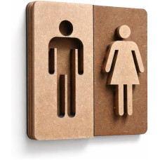 3D WC Schild Nussbaum Dunkel Holz - Toilettenschild mit Damen Herren Piktogramm (10x10cm) für stilvolle Türbeschilderung