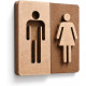 3D WC Schild Nussbaum Dunkel Holz - Toilettenschild mit Damen Herren Piktogramm (10x10cm) für stilvolle Türbeschilderung