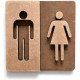 3D WC Schild Nussbaum Dunkel Holz - Toilettenschild mit Damen Herren Piktogramm (10x10cm) für stilvolle Türbeschilderung