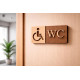 3D WC Schild Nussbaum Dunkel Holz - Toilettenschild mit Behinderten WC (16x9cm) für stilvolle Türbeschilderung
