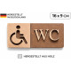 3D WC Schild Nussbaum Dunkel Holz - Toilettenschild mit Behinderten WC (16x9cm) für stilvolle Türbeschilderung