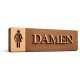 3D WC Schild Nussbaum Dunkel Holz - Toilettenschild mit WC Damen (27x9cm) für stilvolle Türbeschilderung