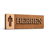 3D WC Schild Nussbaum Dunkel Holz - Stilvolles Toilettenschild mit WC Herren (27x9cm) für elegante Türbeschilderung