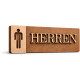 3D WC Schild Nussbaum Dunkel Holz - Elegantes Toilettenschild mit Damen + Herren Symbol (27x9cm) für stilvolle Türbeschilderung