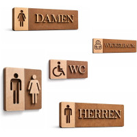 3D WC Schild Dunkel Nussbaum Holz – Elegantes Toilettenschild Set für stilvolle Türbeschilderungen