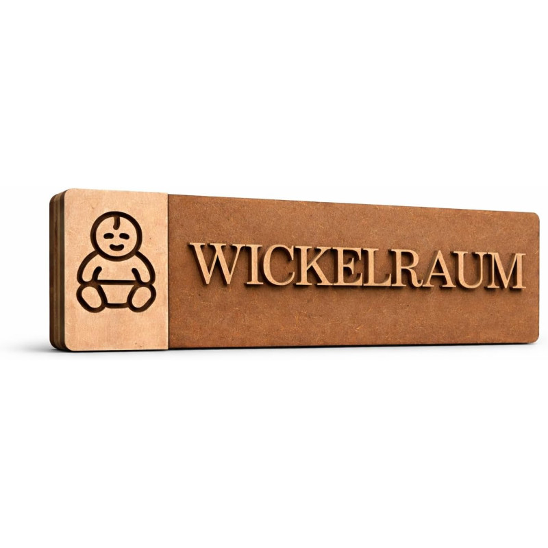 3D WC Schild Dunkel Nussbaum Holz – Elegantes Toilettenschild Set für stilvolle Türbeschilderungen