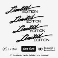 4 Stück Aufkleber "Limited Edition" – 4×12 cm – Motorrad Auto Sticker (Schwarz)