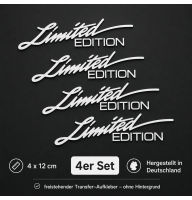 4 Stück Aufkleber "Limited Edition" – 4×12 cm – Motorrad Auto Aufkleber (Weiß)