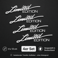 4 Stück Aufkleber "Limited Edition" – 4×12 cm – Motorrad Auto Aufkleber (Weiß)