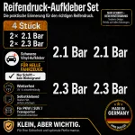 Bandenspanning stickerset – wit / 2× 2.1 Bar + 2× 2.3 Bar