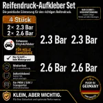 Bandenspanning stickerset – wit / 2× 2.3 Bar + 2× 2.6 Bar