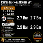 Bandenspanning stickerset wit – 2× 2.7 Bar + 2× 2.9 Bar