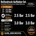 Bandenspanning stickerset – wit / 2× 2.5 Bar + 2× 3.0 Bar