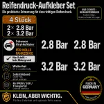 Bandenspanning stickerset – wit / 2× 2.8 Bar + 2× 3.2 Bar