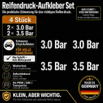 Bandenspanning-stickerset – Wit / 2× 3.0 Bar + 2× 3.5 Bar