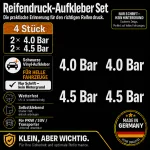 Bandenspanning-stickerset Wit – 2× 4.0 Bar + 2× 4.5 Bar