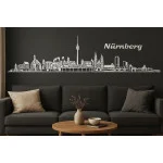 Nürnberg Horizont Wandaufkleber, 130 x 30 cm, Selbstklebende Vinylfolie, Hergestellt in Deutschland (Weiß)