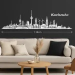 Karlsruhe Horizon Wall Sticker, 130 x 30 cm, Self-adhesive vinyl film, Made in Germany (White)