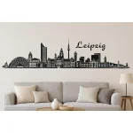 Leipzig Horizont Wandaufkleber, 130 x 30 cm, Selbstklebende Vinylfolie, Hergestellt in Deutschland (Schwarz)