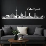 Stuttgart Horizon Wall Sticker, 130 x 30 cm, Self-adhesive Vinyl Film, Made in Germany (White)