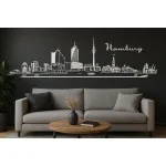 Hamburg Horizon Wall Sticker, 130 x 30 cm, Self-adhesive Vinyl Film, Made in Germany (White)