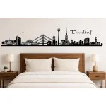 Düsseldorf Horizont Wandaufkleber, 130 x 30 cm, Selbstklebende Vinylfolie, Hergestellt in Deutschland (Schwarz)