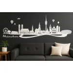 Munich Horizon Wall Sticker, 130 x 30 cm, Self-adhesive vinyl film, Made in Germany (White)
